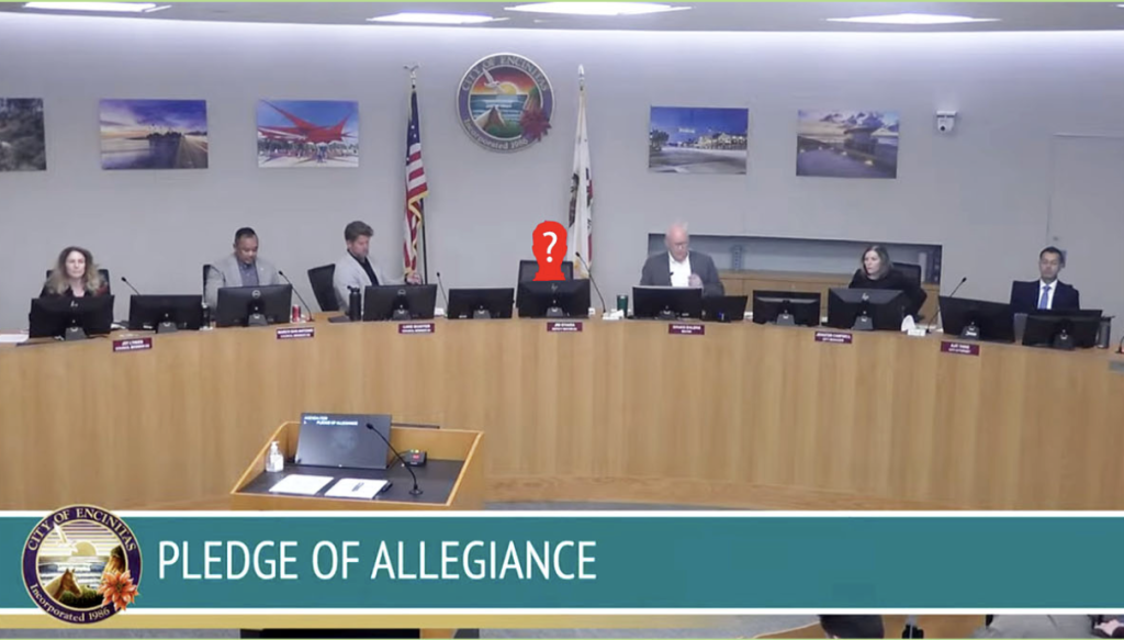 Why is Encinitas Councilmember Jim O'Hara always late to meetings?