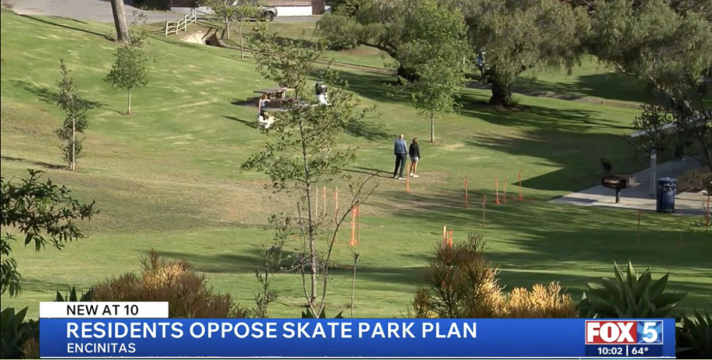 Fox5 News coverage of Encinitas Councilmember Shaffer's skate feature proposal